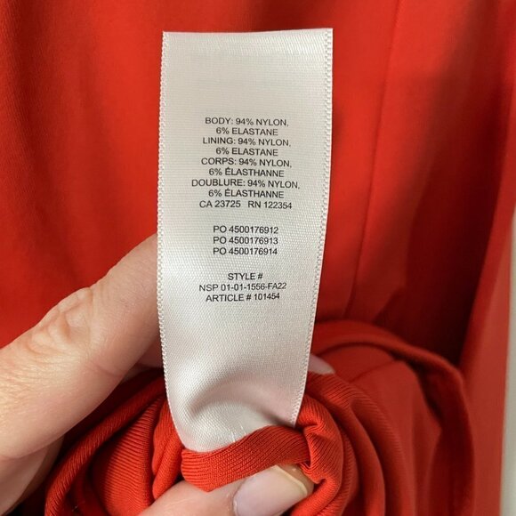 Aritzia Babaton Contour Mockneck Longsleeve Bodysuit Snap Closure Orange Small - Picture 8 of 8